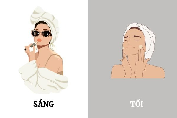quy trình chăm sóc da sáng/ tối cho da khô
