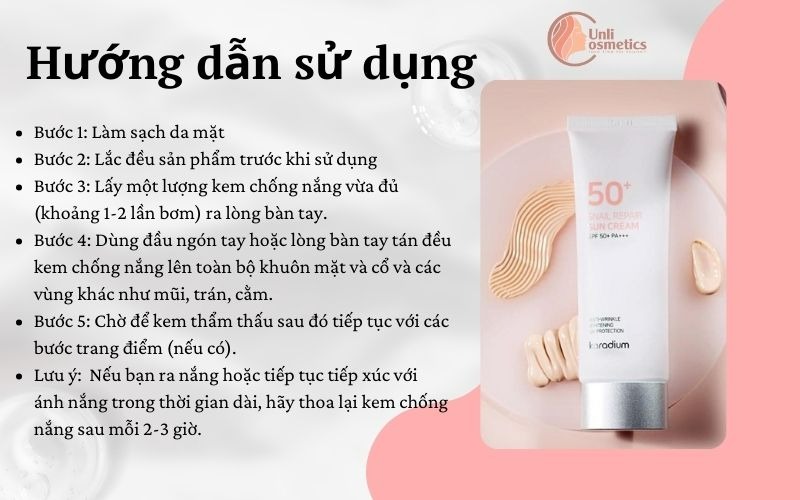 Hướng dẫn sử dụng Kem chống nắng nâng tone KARADIUM Sun Snail Repair Suncream Spf50+ PA+++