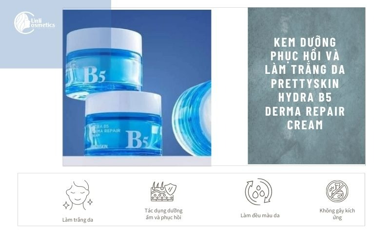 Kem dưỡng phục hồi và làm trắng da Prettyskin Hydra B5 Derma Repair Cream 52ml